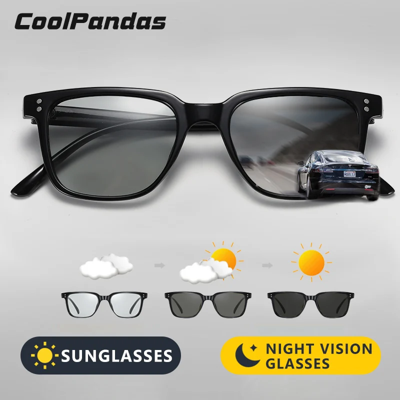 CoolPandas, квадратные поляризованные солнцезащитные очки для мужчин и женщин, фирменный дизайн, фотохромные очки для вождения, антибликовые, UV400, очки Gafas De Sol