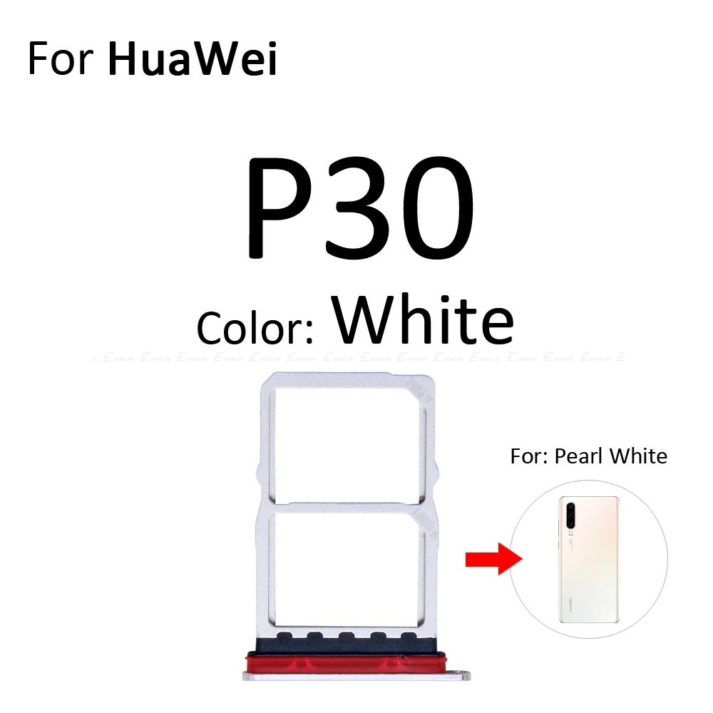 Высокое качество Micro SD/Sim карты лоток гнездо адаптер для HuaWei P30 Pro Lite Разъем Держатель Слот ридер детали контейнера - Цвет: For P30 White