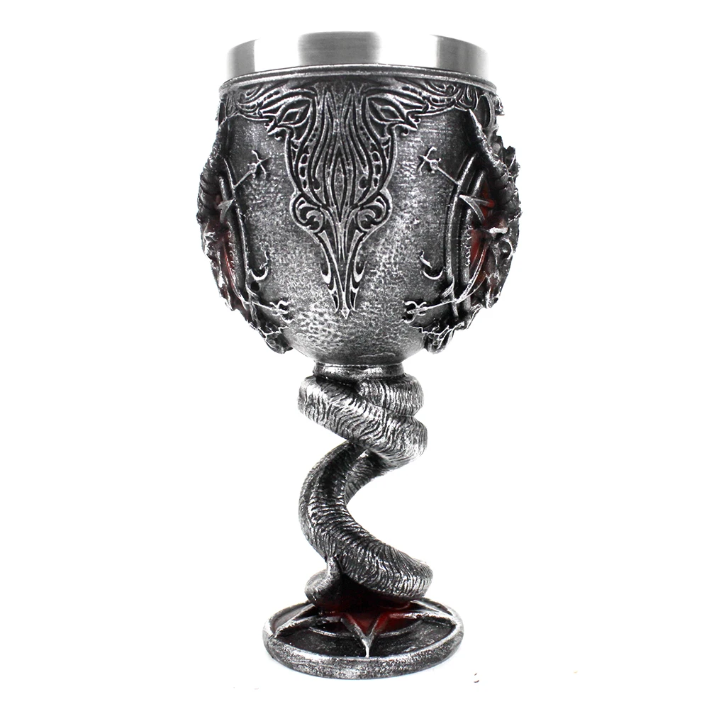 WDFDZSW Unique Pentagram Horn Goblet Wine Glass 200ml 600ml Gothic Tankard Stainless Steel Beer Cup for Halloween Birthday Theme Party Color : 1