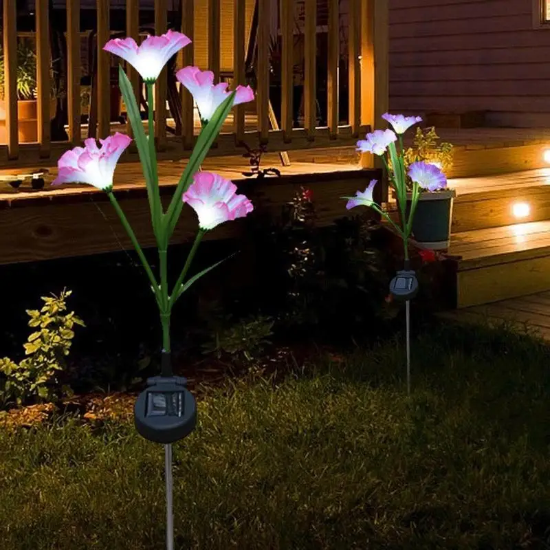 2 шт 4LED Солнечный свет моделирования утренняя Глория красочный меняющийся ярд лампа