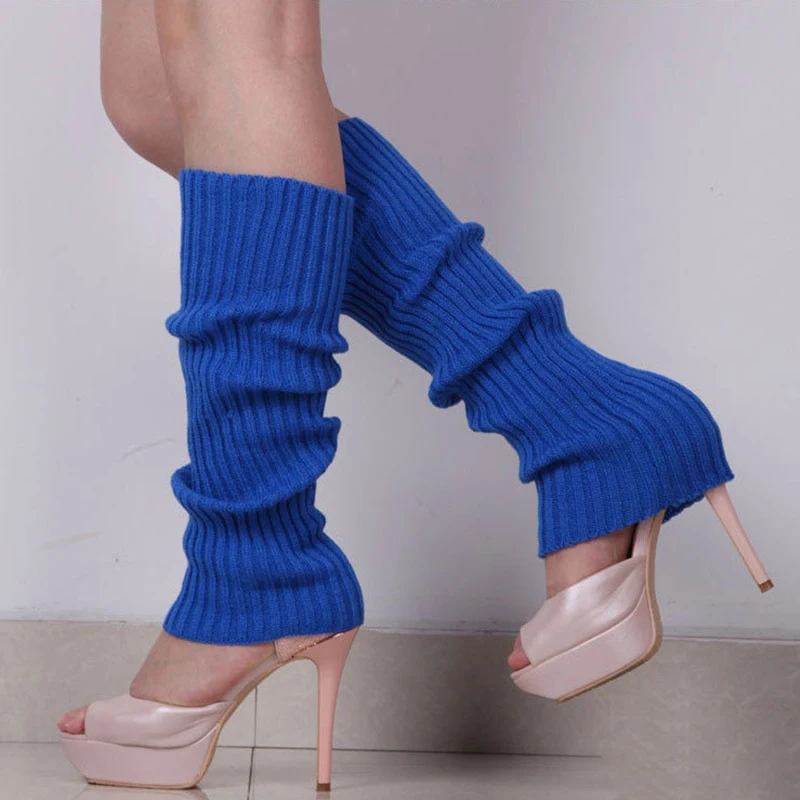 Women Knit Winter Leg Warmers Loose Style Lady Boot Knee Stockings Leggings Warm Boots Leg Punk Solid Black Cool Knit Long Socks