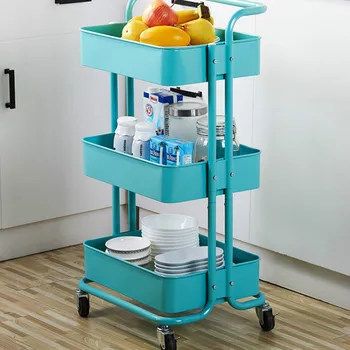 

Shelf floor bedroom kitchen cart trolley home storage rack removable bathroom wheelbarrow shelf LB10255