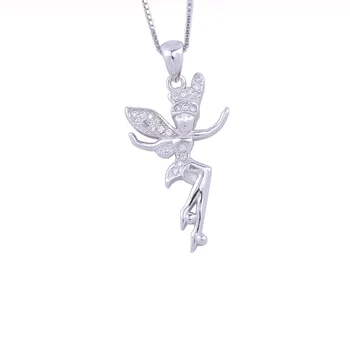 

925 Sterling Silver Big Zircon Butterfly Fairy Necklace For Women Crystal Elves Pendants Collar Party Fashion Jewelry