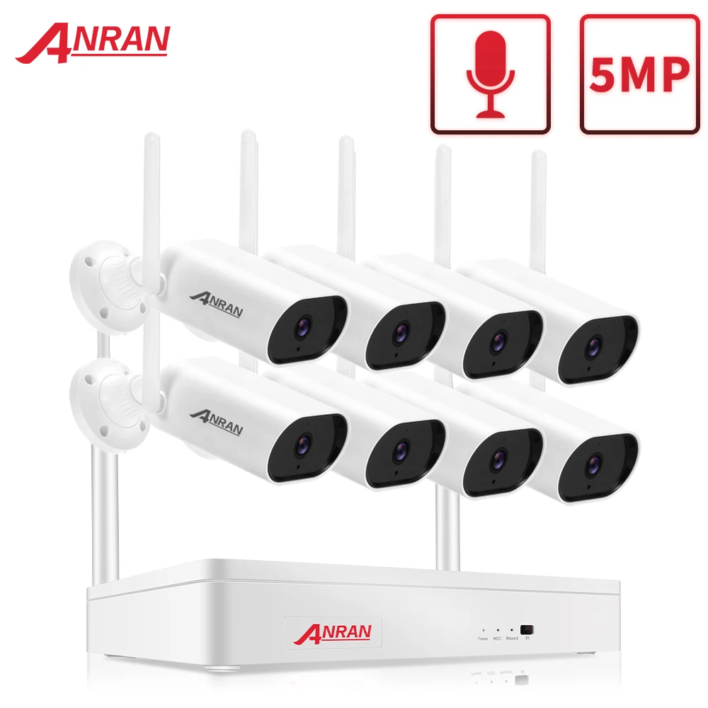 Комплект камер видеонаблюдения ANRAN 5 МП беспроводной комплект NVR 1920P Wi Fi аудио система наружная беспроводная
