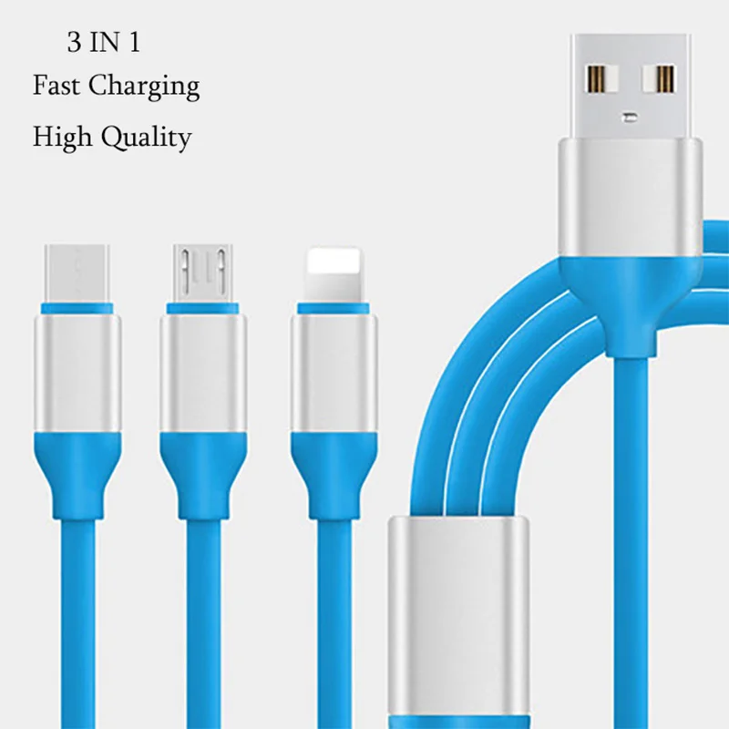 Cafele 3 in 1 Micro USB Cable Type C Cables Adapter Charger For Iphone Samsung Xiaomi Huawei Android Mobile Phone USB Data Cord