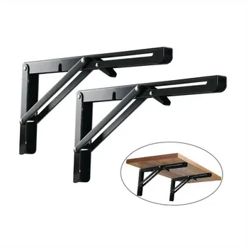 

2pcs Folding Shelf Brackets Heavy Duty Stainless Steel Collapsible Shelf Bracket for Table Office Home Space Saving DIY Bracket