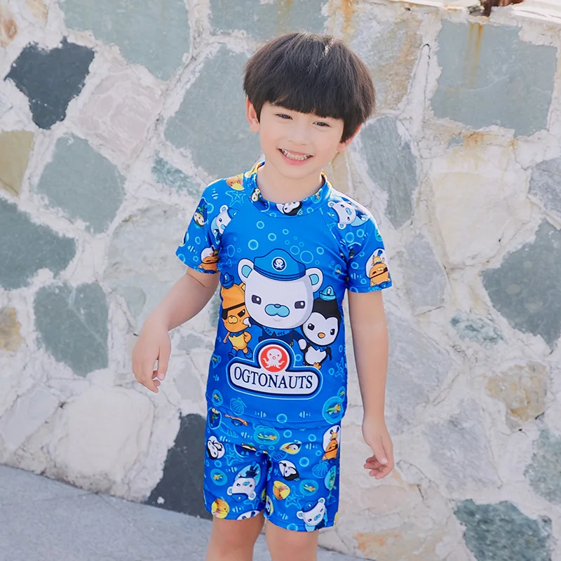 

BOY'S Swimsuit Cartoon Animation KID'S Swimwear Zipper One-piece Boxer Split Type Set Quick-Dry Hot Springs Small Children