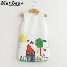 Menoea/платье для девочек коллекция года; платья для маленьких девочек в европейском и американском стиле платье без рукавов с цветочным принтом для детей 3-8 лет