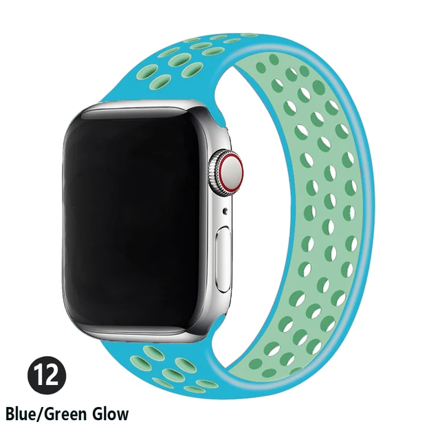 Solo Loop strap For Apple Watch Band 44mm 40mm 38mm 42mm Breathable silicone Elastic Belt bracelet band iWatch Series 3 4 5 SE 6 cholrine blue