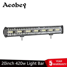 Aeoby conduziu a luz 20in do trabalho 420w três-linha conduziu a barra clara offroad da luz de condução do diodo emissor de luz para suv 4x4 fora da estrada conduziu a barra clara do trabalho