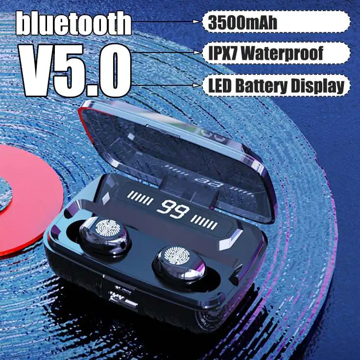 Wireless bluetooth 5 0 Earphone TWS LED Display Touch Control Sport Stereo Headset 3500mAh Power Bank Phone Holder