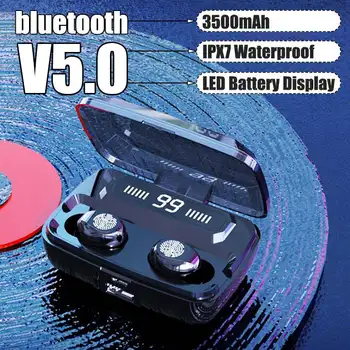 

Wireless bluetooth 5.0 Earphone TWS LED Display Touch Control Sport Stereo Headset 3500mAh Power Bank Phone Holder