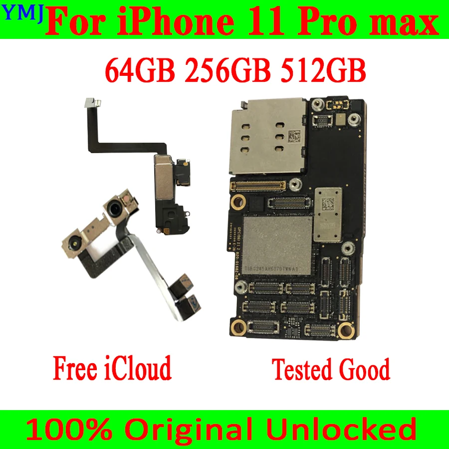 US $207.95 Original Motherboard For iPhone 11 Pro max Factory Unlocked Mainboard Without with Face ID IOS Support LTE 4G Plate