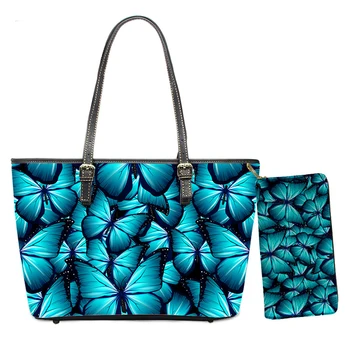 

Luxury Women PU Handbags Beauty Butterflies 3D Pattern Shopping Shoulder Bag for Female Big Capacity Top-handle Bags