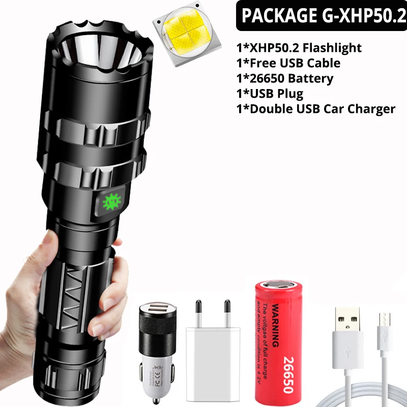 Package G-XHP50.2 Тактический фонарь мощный XHP50.2 светодиодный фонарь Xlamp алюминиевый охотничий L2 водонепроницаемый 18650 26650 фонарь Lanterna - Испускаемый цвет: Package G-XHP50.2