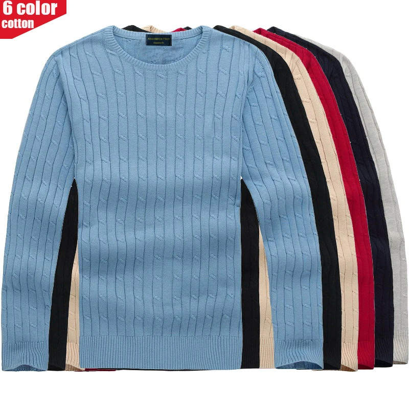

2019 Autumn Winter Men's Pure cotton Sweaters Long Sleeve Pullover Tops O Neck Knitted Jumper Style Knitwears Clothes Plus 8519