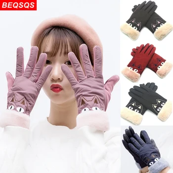 

BEQSQS Touch Screen Windproof Outdoor Sport Glove for Lady Warm Thicken Down Feather Driving Ski Winter Windstopper Women Gloves