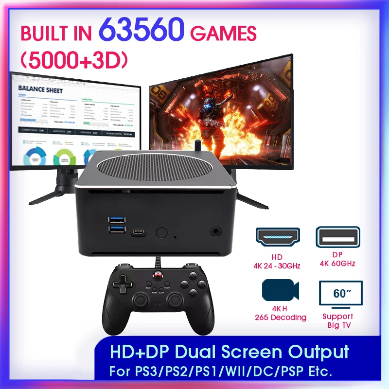 PROD 1005002398945056 Super Console X Mini PC Box Build in 63000+ Retro
Games Win 10 For PS3/PS2/PS1/WII/DC/PSP Game Console With Dual Screen
Output
