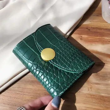 

PinShang Women Short Wallet PU Leather Crocodile Vertical Purse ID Bank Card Money Holder