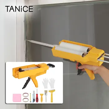 

TANiCE Twin pipe Sealant Gun caulking Gun Equipped with 9Pcs Repair Tool for All Double Pipe Glue Below 400ml Home Tool Kit