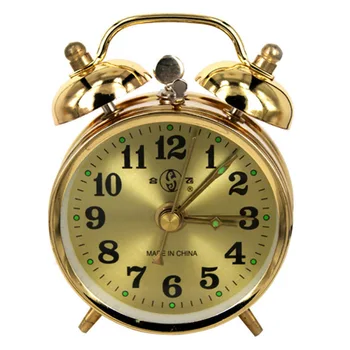 

Mechanical Gold Alarm Clock Manual Wind Up Vintage Metal Clock Cute Home Decor Table Clock Display Cute Version Home Decoration