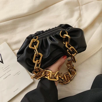 

Female Pu Leather Pouch Handbag Women Soft Hand Purse Casual Clutch Bag Evening Party Purse Bag Women Large Ruched Cloud Lady