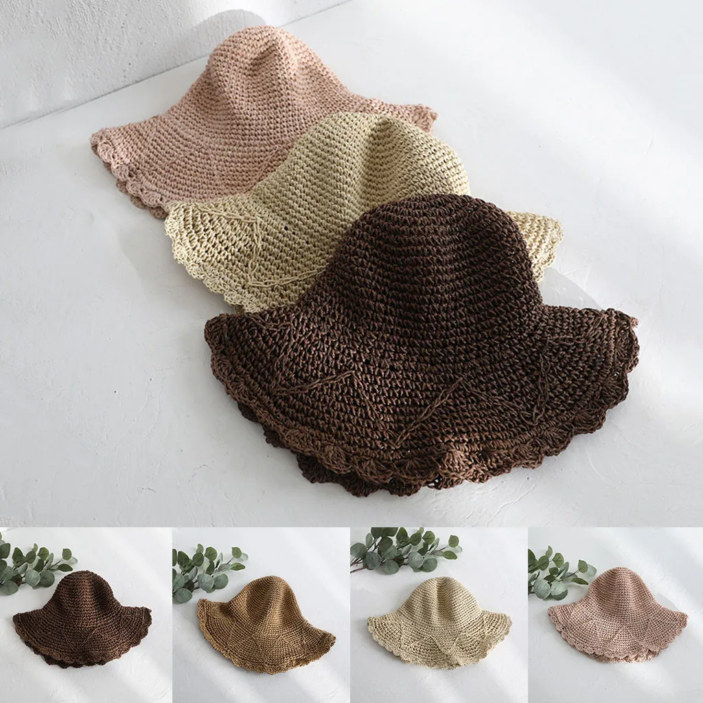 

2019 New Women Bucket Hat Summer Straw Outdoor Sun Protection Cap Wide Brimmed Beach Cap Fishing Men Cap bob chapeau