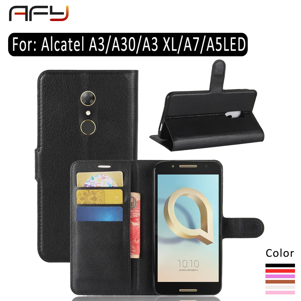 Крышка флип кожаный чехол для alcatel A3/30/3 XL A7/5LED PU с отделением карт чехол-портмоне