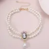 SHIXIN Layered Short Pearl Choker Necklace for Women White Beads Necklace Wedding Jewelry on Neck Lady Pearl Choker Collar Gifts ► Photo 2/6