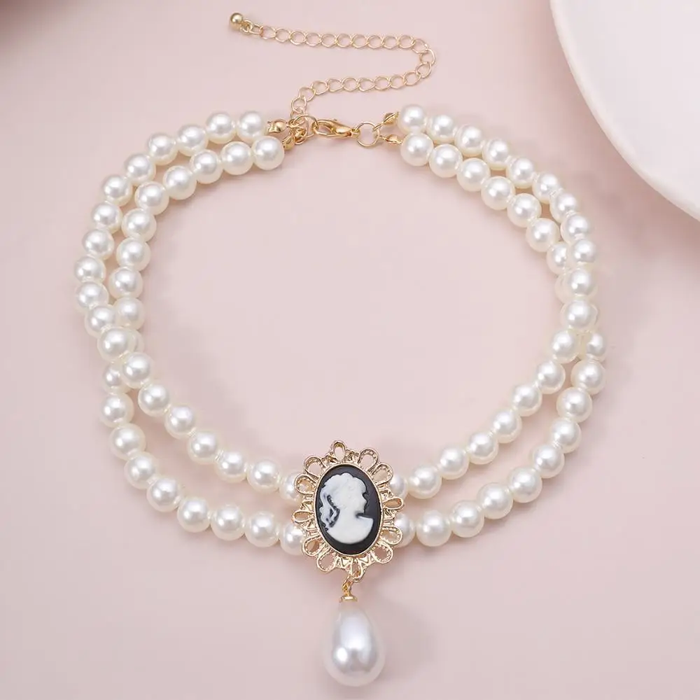 SHIXIN Layered Short Pearl Choker Necklace for Women White Beads Necklace Wedding Jewelry on Neck Lady Pearl Choker Collar Gifts - Image 2