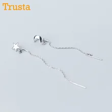 Trusta,, 925, твердые, Настоящее серебро, асимметричная, звезда, луна, соединены, 6,5 см, капля, палочка, серьги-гвоздики для девушки, подруги, подарок, DS1094