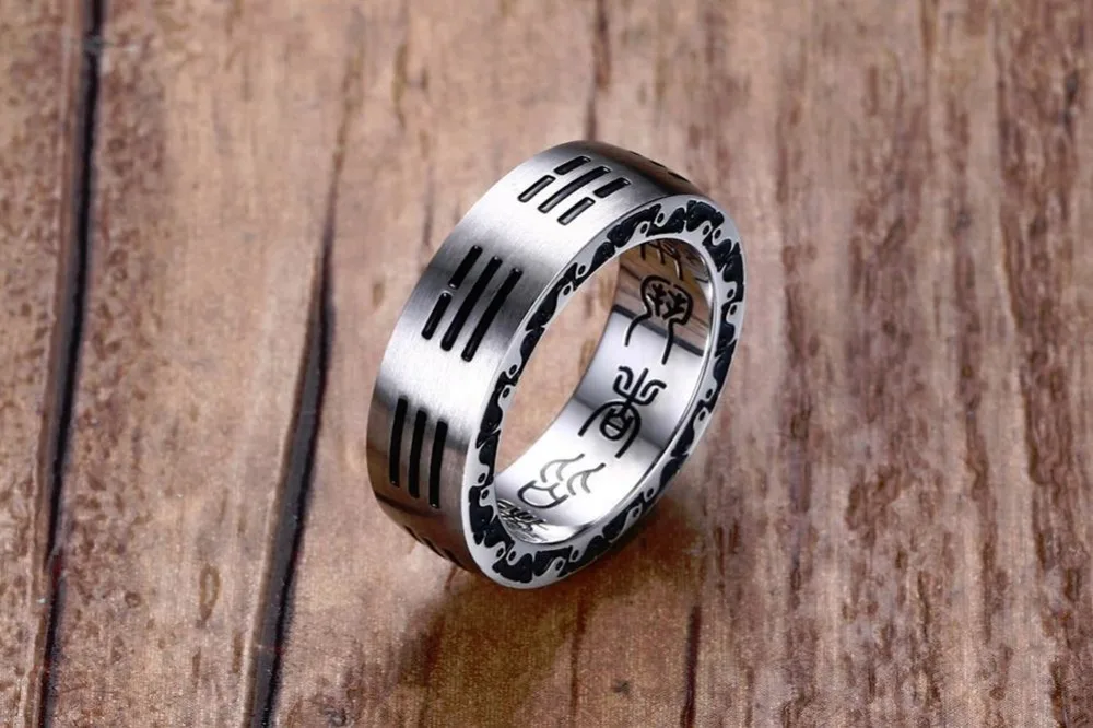 Mens Rings Stainless Steel Creative Chinese Style Taoist Tai Chi Bagua Symbol Ring Men Fashion Jewelry  Accessories Anel Aneis Masculinos 15