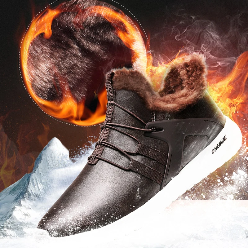 ONEMIX/черные теплые зимние кроссовки Мужские для бега botas de hombre Зимние ботильоны