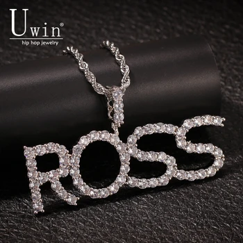 

Uwin Tennis Letters A-Z Custom 3.5mm CZ Iced Cubic Zirconia Name Necklaces For Men Hip Hop Necklace