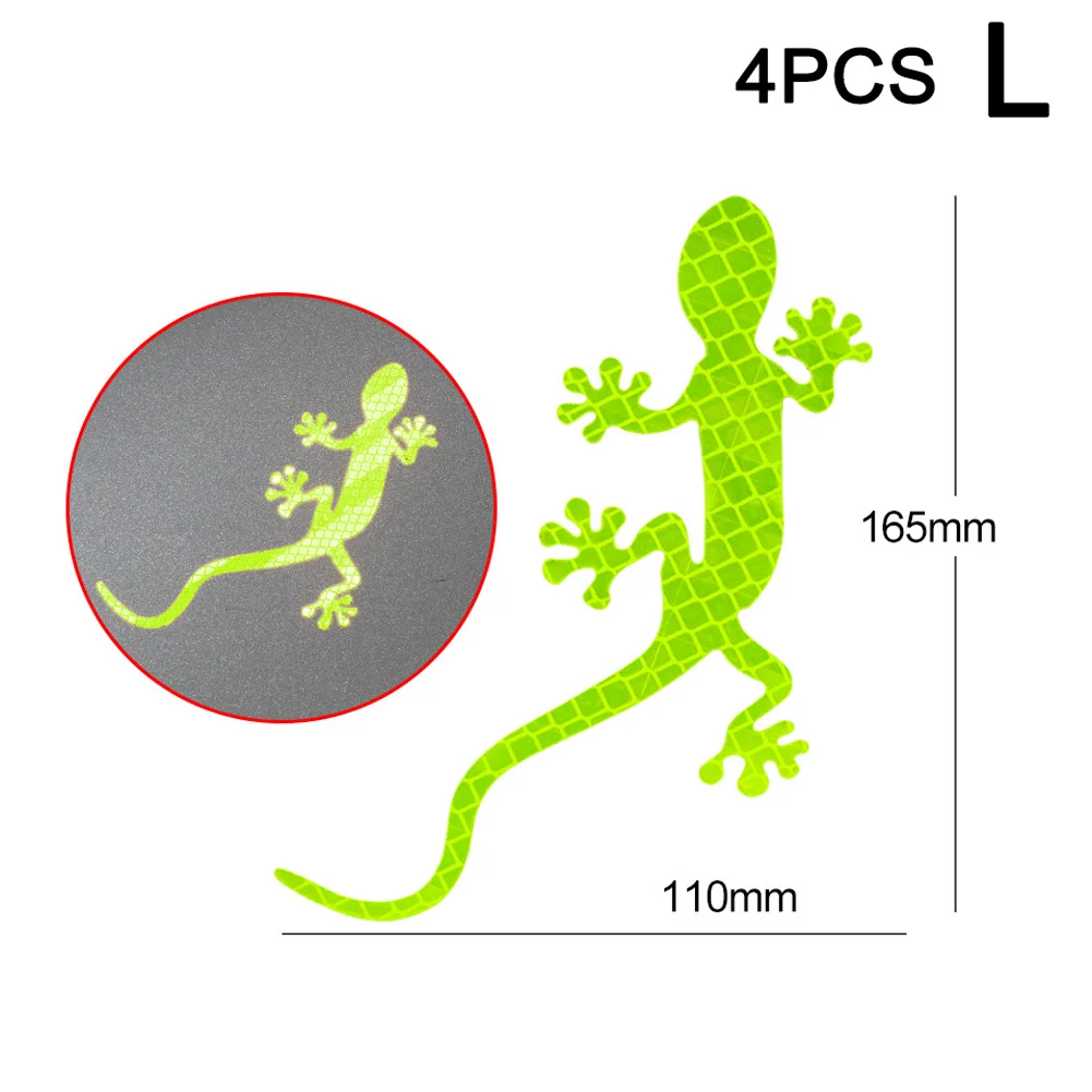 Лидер продаж автомобиля со светоотражающими элементами в форме геккона Предупреждение лента отражатель Стикеры наклейки со значком для ночного вождения G66 - Цвет: green  L  4pcs