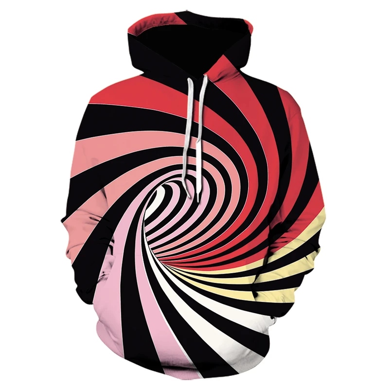 

2020 New Five color stripes vertigo hypnotic personality print Hoodie Men fashion street wear Autumn and winter pullover Hoodie