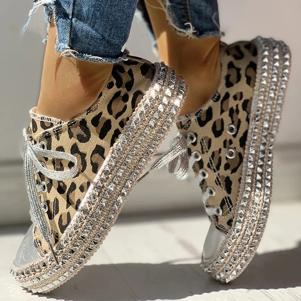SAGACE/Женская обувь; туфли-лодочки; парусиновая обувь с леопардовым принтом; женская повседневная обувь на шнуровке; женские кроссовки; женская обувь; большие размеры