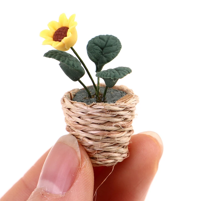 Details about   Dollhouse Miniatures Gazania Yellow Flower Ceramic Vase Pot 1:12 Mini Tiny Set 