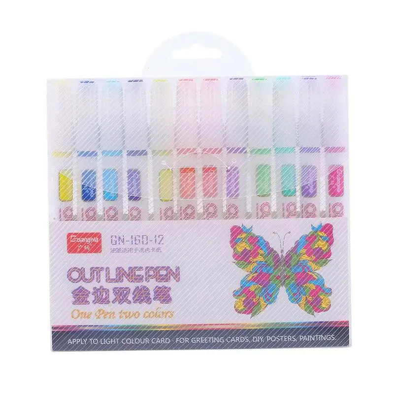 

8 pieces or 12 pieces/set of soft lined double line highlighter creative highlighter marker pen school supplies cute