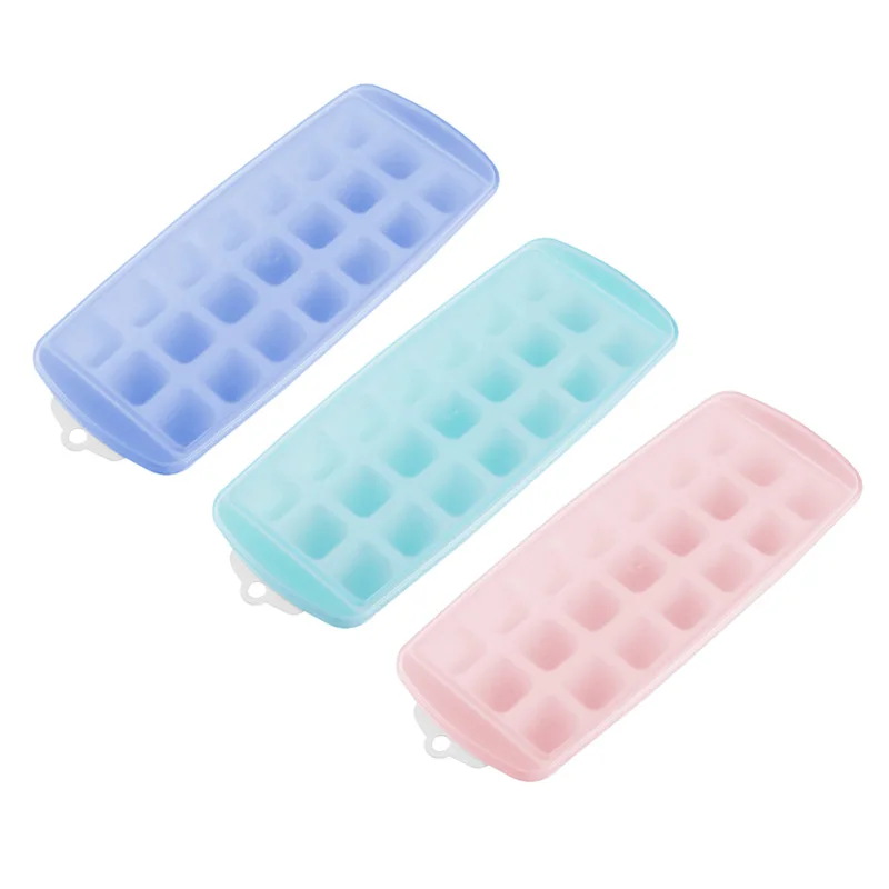 

30*12CM Ice Cube Maker Trays Flexible Silicone Trays With Spill-Resistant Lids Easy Release 21 Blocks Ice Box Cube Mold BPA Free