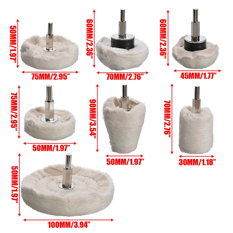 7 шт. полировочное колесо комплект хлопковый полировальный круг салфетка для полировки, полировальный Швабра круглые насадки спонж с