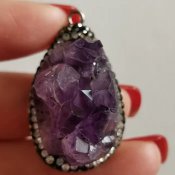 

18g Natural Healing Crystal Rock Amethyst Specimen Pendant Special Minerals for Woman Decoration 2019 Hot Sale