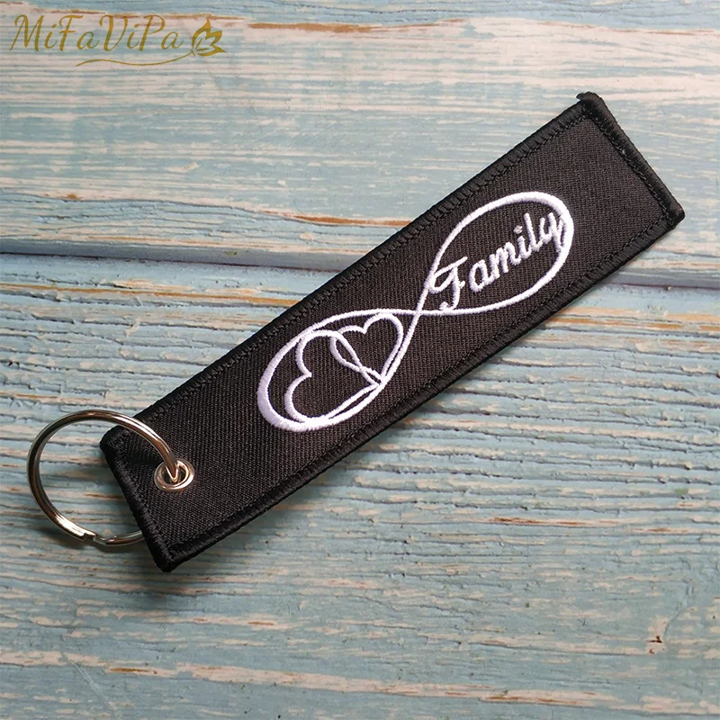 MiFaViPa 1 PC Embroidery Family Infinity Love Keychain Porte Fashion Trinkets Gift Motorcycle Car Key Accessories Love Key Ring (4)