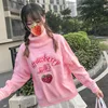 Pull ample brodé de fraises pour femme, vêtement japonais, mignon, Kawaii, Ulzzang, coréen, Harajuku ► Photo 3/5