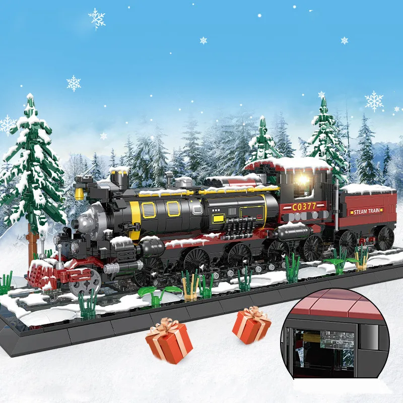 The Train To Christmas Town 2022 2022 City Creativity Winter Village Merry Christmas Holiday Train Model  Building Block Bricks Kids Toys|Blocks| - Aliexpress