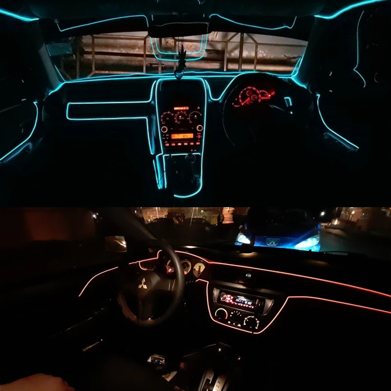 1 комплект атмосферный светильник лампа для салона автомобиля светодиодная лента декоративная приборная панель двери пульт дистанционного управления гибкий неоновый светильник DIY