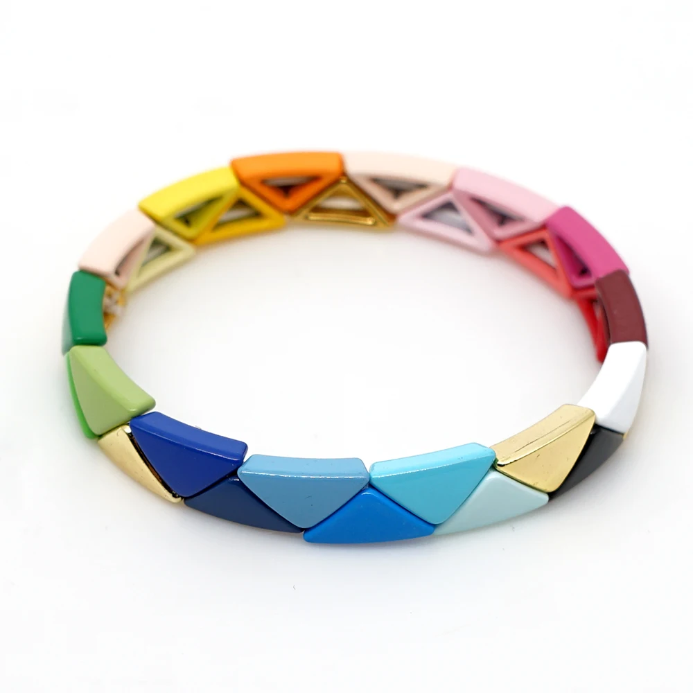 

Shinus Bohemian Rainbow Bracelets Multicolor Pulseras Mujer Moda 2019 Enamel Tile Bracelet Women Stretch Summer Jewelry armband