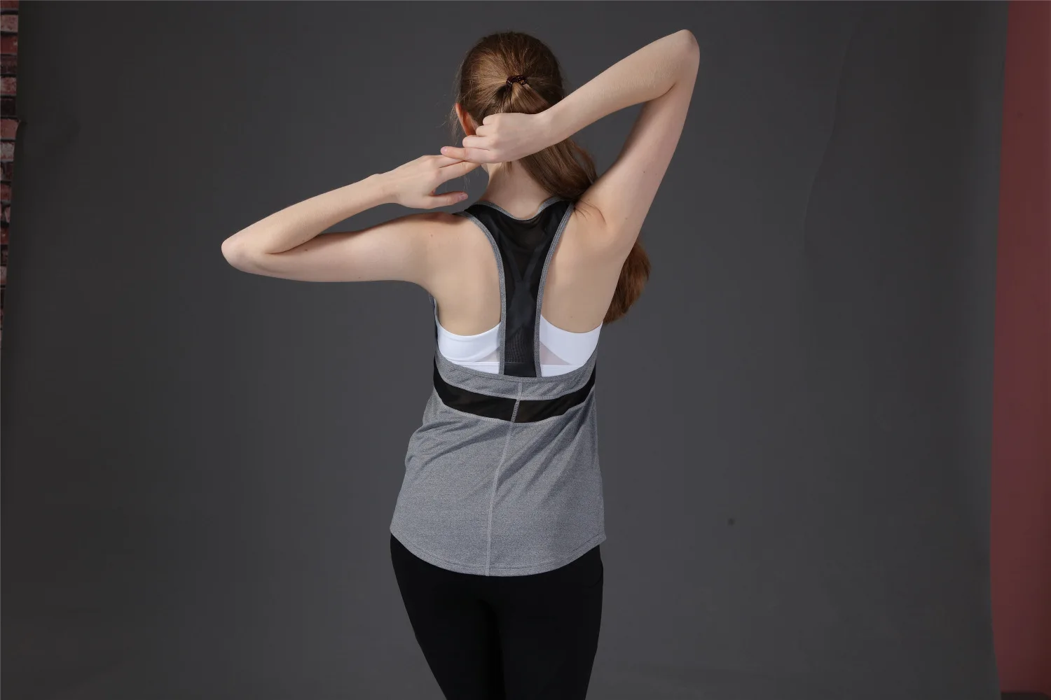 Mesh stitching s vest T-sleeveless quick-drying fitness vest solid color casual lady smock breathable vest Gym Shirt vests