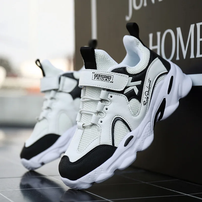 

Black And White CHILDREN'S Shoes D'lites New Style Mesh Breathable Trendy Shoes Children Sports Shoes Students Sporty Running Sh