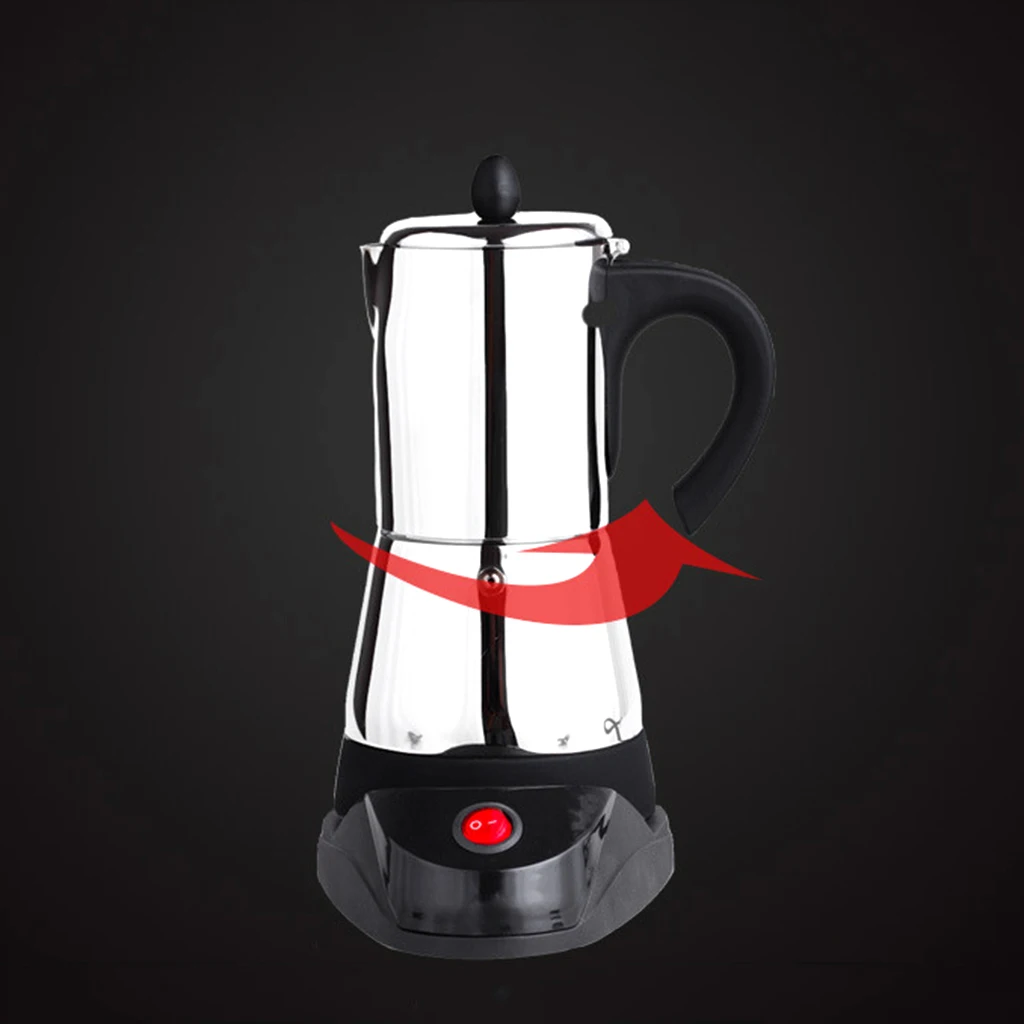 Portable Electric Espresso Coffee Maker Moka Pot Stainless Steel Latte Percolator Stove Top Coffee Maker Kettle 4/6 Cup Home